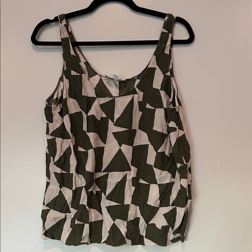 Banana Republic Green and Cream Print Camisole